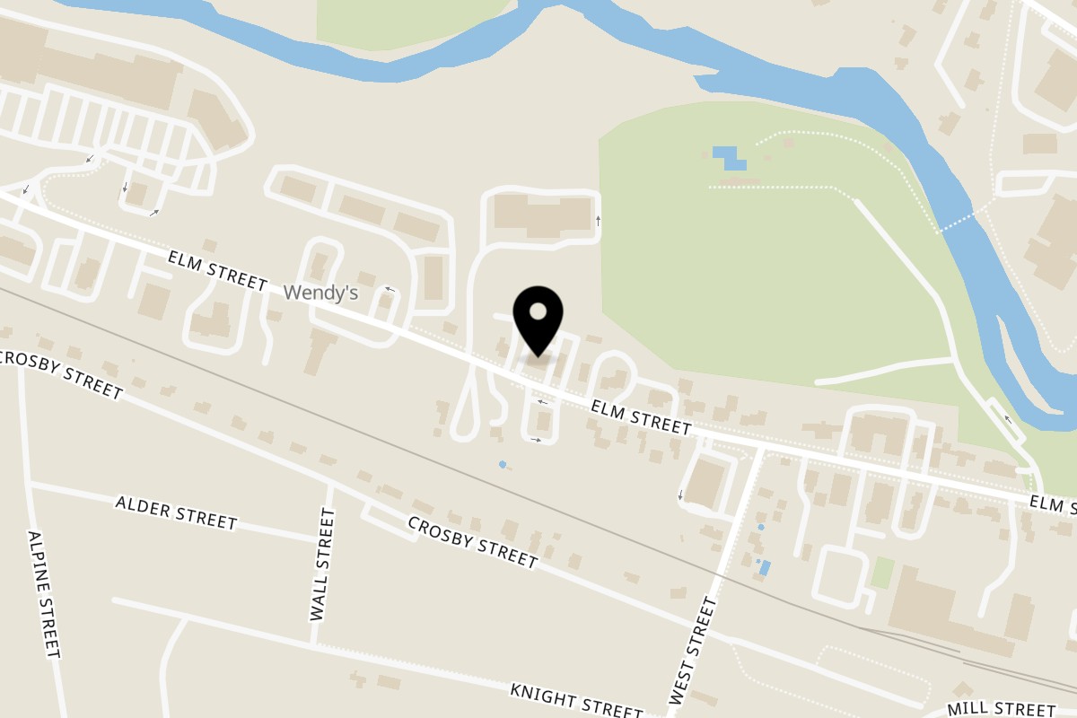 Map showing the location of Milano's Pizza* on 115 Elm St #2 in Milford